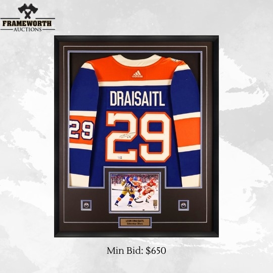 Leon Draisaitl Signed Jersey Framed Edmonton Oilers 2023 Heritage Classic Adidas Auth.