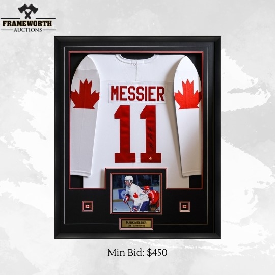 Mark Messier Signed Jersey Framed Canada Cup 1987 Replica White