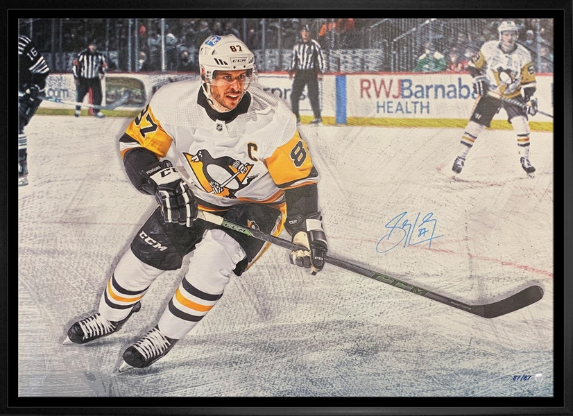 **ONLY AVAILABLE FOR PICK UP** Sidney Crosby Signed 36x56 Framed Canvas Pittsburgh Penguins (Limited Edition of 87)