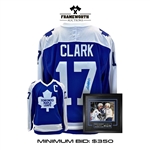 Doug Gilmour and Wendel Clark Dual Signed Framed 16x20 + Wendel Clark Signed Toronto Maple Leafs Blue Fanatics Vintage Jersey