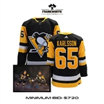 Sidney Crosby and Erik Karlsson Dual-Signed 20x29 Framed Canvas Penguins (Limited Edition of 87) +  Erik Karlsson Signed Jersey Penguins