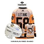 Kris Letang Signed Jersey Penguins White Adidas + Signed Helmet Pittsburgh Penguins White Bauer Insc "09, 16, 17 Cup"