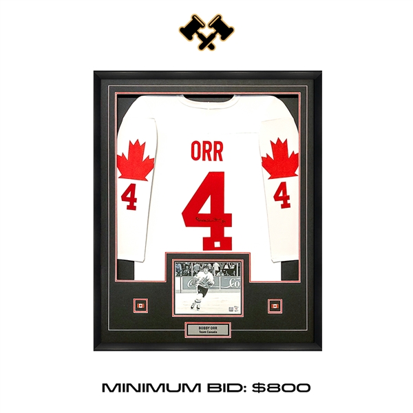 Bobby Orr Signed Framed 1976 Team Canada White Replica Jersey