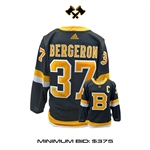 Patrice Bergeron Signed Boston Bruins Black Adidas Authentic Third Jersey