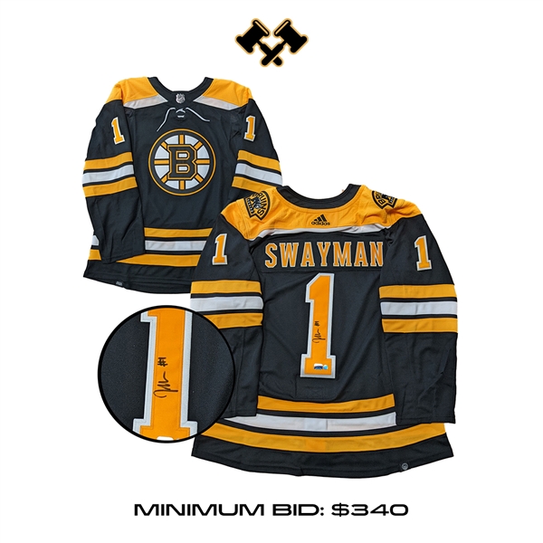 Jeremy Swayman Signed Boston Bruins Authentic Black Adidas Jersey