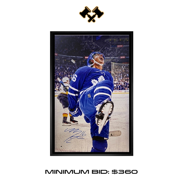(PICK UP ONLY) Mitch Marner Toronto Maple Leafs Signed Framed 40x60 Celebration Gallery Edition Canvas