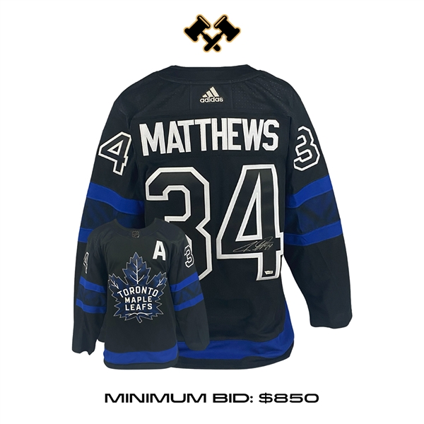 Auston Matthews signed Toronto Maple Leafs Third Adidas Auth. Jersey with "A"