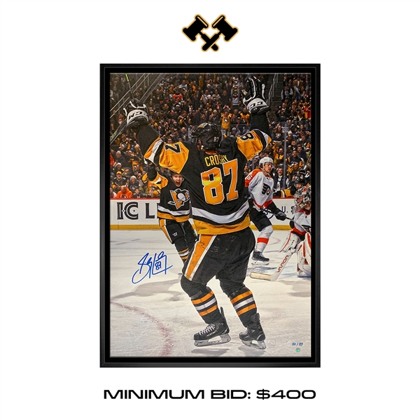 Sidney Crosby Signed Framed Pittsburgh Penguins 20x29 500th Goal Celebration Canvas (Limited Edition of 87)
