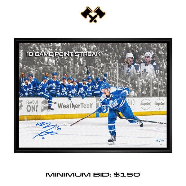 Mitch Marner Signed Framed 20x29 Toronto Maple Leafs 18-Game Point Streak Action Canvas (Limited Edition of 116)