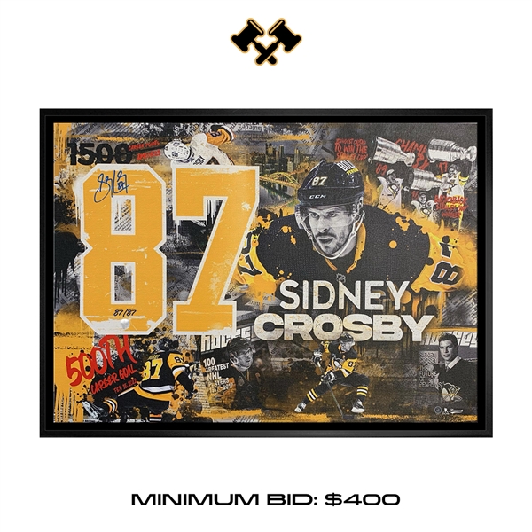 Sidney Crosby Signed 20x29 Framed Canvas Street Art Collage (Limited Edition of 87)