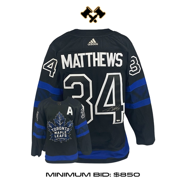 Auston Matthews signed Toronto Maple Leafs Third Adidas Auth. Jersey with "A"