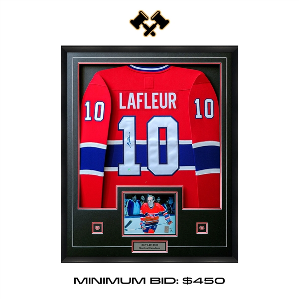 Guy Lafleur Signed Jersey Framed Canadiens Red Vintage Fanatics