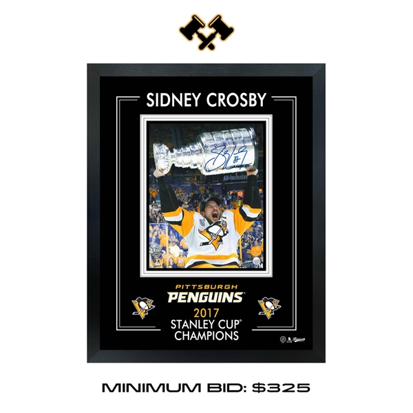 Sidney Crosby Signed 8x10 Framed PhotoGlass 2017 Stanley Cup Penguins (Limited Edition of 87)