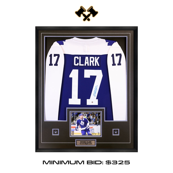 Wendel Clark Signed Framed Jersey Maple Leafs Replica Fanatics Blue