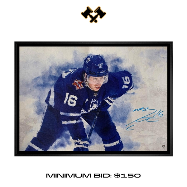 Mitch Marner Signed 20x29 Framed Canvas Toronto Maple Leafs Painting Effect-H