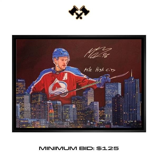 Mikko Rantanen Colorado Avalanche Signed Framed 20x29 Colorado Skyline Canvas LE/ 99