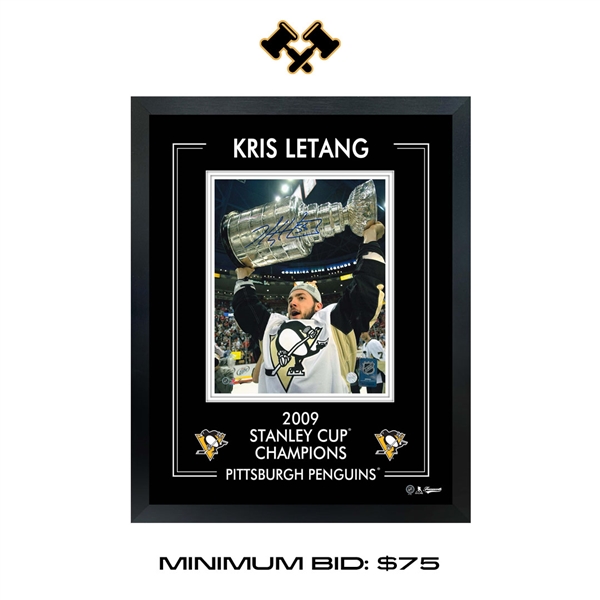 Kris Letang Signed 8x10 PhotoGlass Frame Penguins 2009 Stanley Cup-V