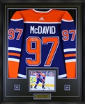 Connor McDavid Signed Framed Jersey Oilers Adidas Blue