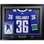 Nils Hoglander Signed Framed Vancouver Canucks Blue Adidas Authentic Rookie Jersey