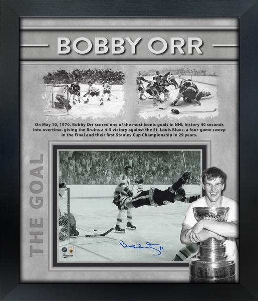 Bobby Orr Signed 11x14 The Goal Framed with PHOTOGLASS