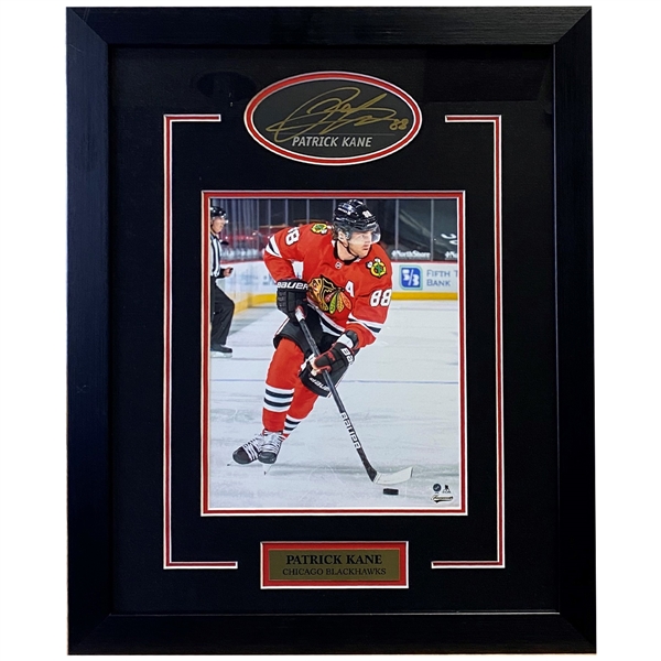 Patrick Kane Chicago Blackhawks Signed Framed Print with 8x10 Skating Photo