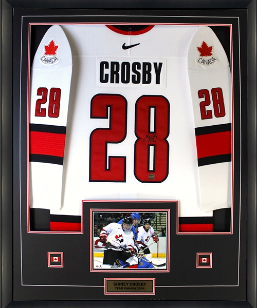 Sidney Crosby Signed Framed Jersey 2004 Team Canada World Juniors Game Model Nike White