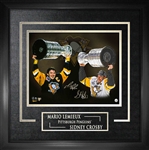 Sidney Crosby and Mario Lemieux Dual Signed Etched Mat 16x20 Penguins Collage