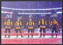 Sidney Crosby, Bryan Rust, Kris Letang, Jake Guentzel and Brian Dumoulin Signed Framed 20x29 Pittsburgh Penguins Anthem Line-Up Canvas (Limited Edition of 87)