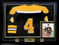 Bobby Orr Signed Framed Boston Bruins Dark Replica Fanatics Jersey