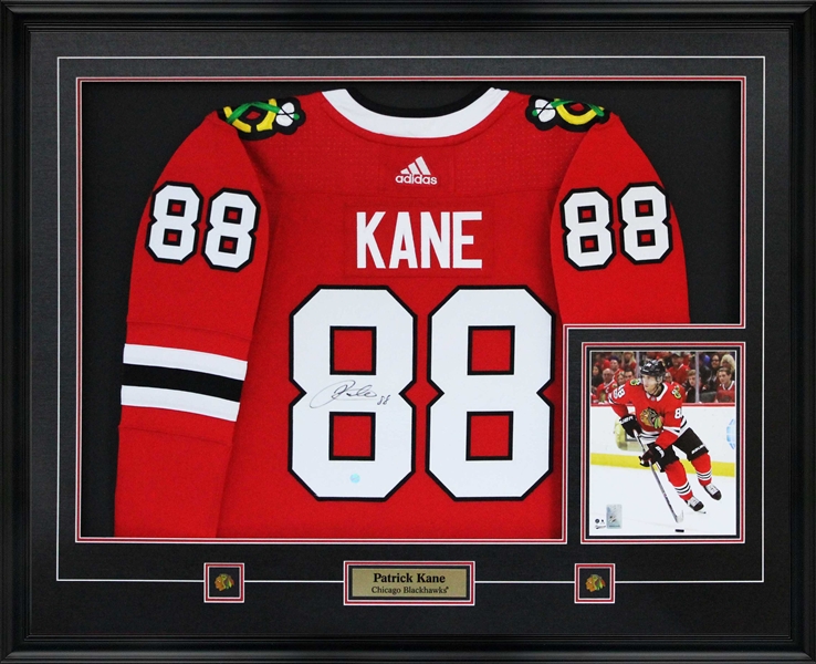 Patrick Kane Signed Jersey Framed Adidas Blackhawks Red