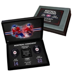 Nick Suzuki / Cole Caufield Signed Pucks in Deluxe Case Canadiens LE99