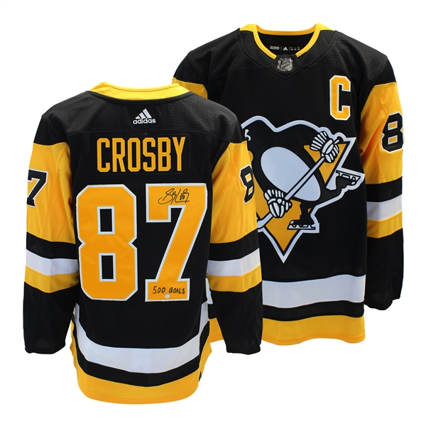 Sidney Crosby Signed Jersey Pittsburgh Penguins Black Adidas Insc "500 Goals"