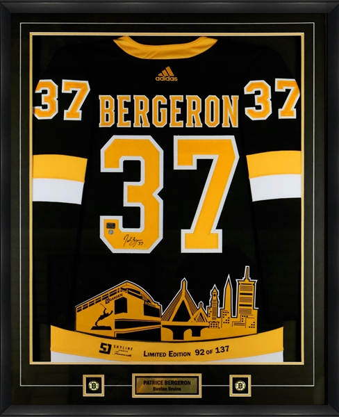 Patrice Bergeron Signed Boston Bruins Adidas Authentic Skyline Jersey LE/137