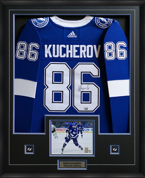 Nikita Kucherov Signed Framed Adidas Lightning Blue Jersey