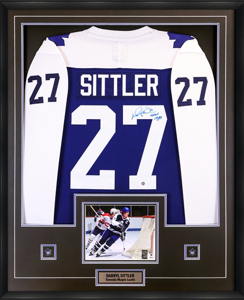 Darryl Sittler Signed Framed Toronto Maple Leafs Adidas Classic Jersey Inscribed with "HHOF 1989"