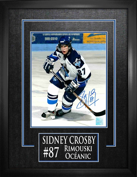 Sidney Crosby Signed 8x10 Etched Mat Oceanic White Action