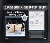 Darryl Sittler Toronto Maple Leafs Signed PhotoGlass Framed 10x10 10-Point Night Photo