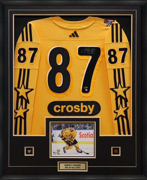 Sidney Crosby Signed Jersey Framed Yellow 2024 NHL All Star Adidas (L/E 49 of 87)