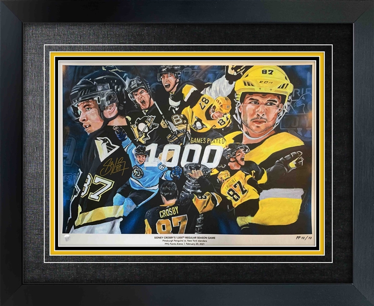 Sidney Crosby Signed Pittsburgh Penguins 1000 Games Collage Print