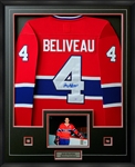 Jean Beliveau Signed Framed CCM Pro Jersey Montreal Canadiens Red