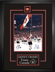 Sidney Crosby Team Canada Signed Framed 8x10 Carrying Canadas Flag 2010 Olympics Photo