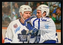 Doug Gilmour and Wendel Clark Toronto Maple Leafs Dual Signed Framed 20x29 Talking on Ice Canvas