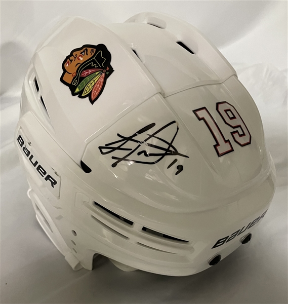 Jonathan Toews Signed White Helmet "imperfect"