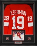 Steve Yzerman Signed Framed Jersey Detroit Red Wings White Fanatics Breakaway