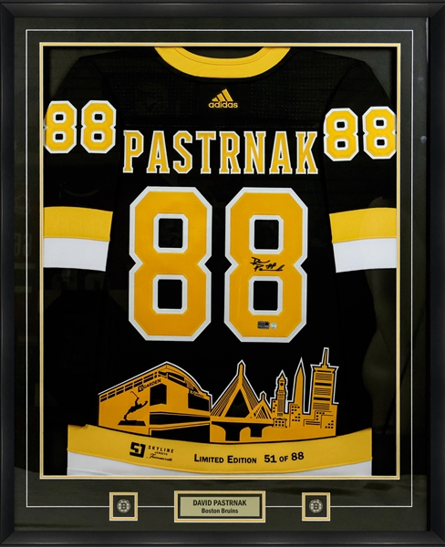 David Pastrnak Signed Framed Boston Bruins Adidas Authentic Skyline Jersey LE 51/88