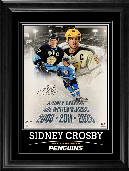 Sidney Crosby Signed 16x20 Framed PhotoGlass Penguins Winter Classic Tribute (Limited Edition of 99)