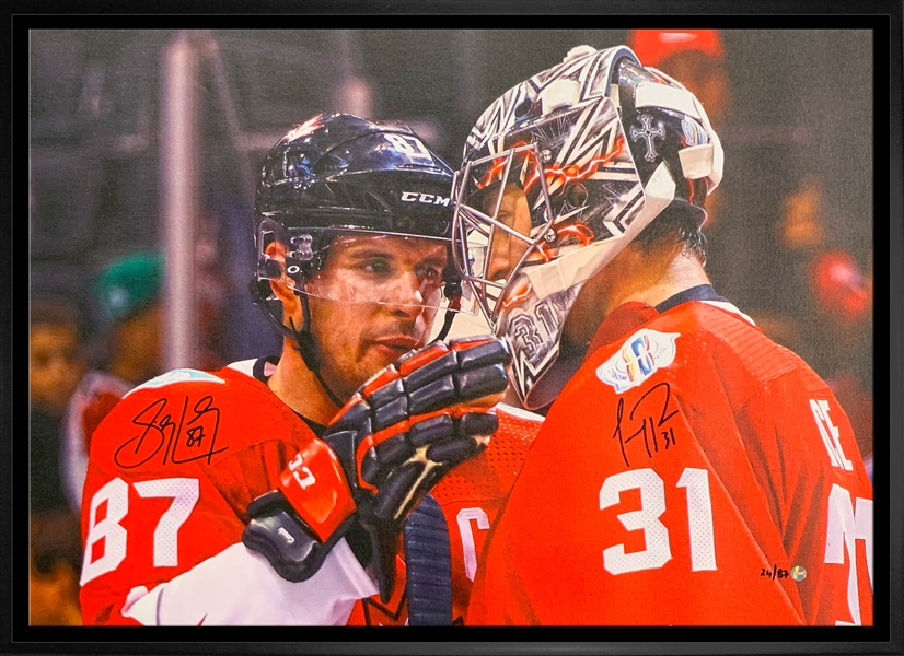 Sidney Crosby and Carey Price Signed 20x29 Canvas Framed Dual Signed Team Canada (Limited Edition of 87)