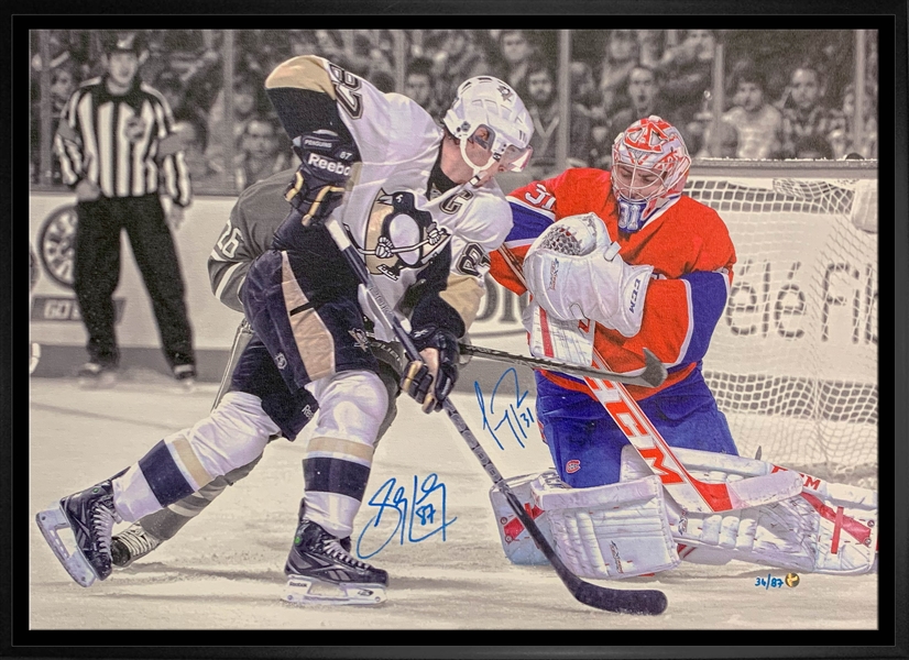 Sidney Crosby and Carey Price Signed 20x29 Canvas Framed Dual Signed Action (Limited Edition of 87)