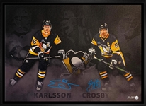 Sidney Crosby and Erik Karlsson Dual-Signed 20x29 Framed Canvas Penguins (Limited Edition of 87)