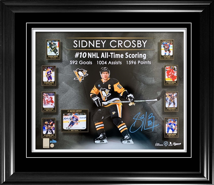 Sidney Crosby Signed 16x20 Framed PhotoGlass Penguins #10 NHL SCORING L/E 87